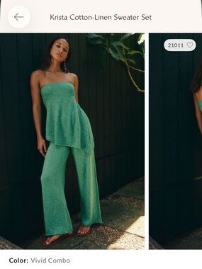 Free People Strapless Krista Sweater Set in Vivid Green Combo